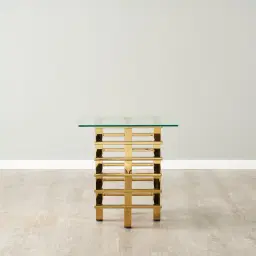 Clarette Gold Side Table - Clear Glass Top