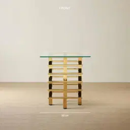 Clarette Gold Side Table - Clear Glass Top