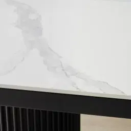 Archie Black Rectangular Dining Table with White Sintered Stone Top - 200x100cm