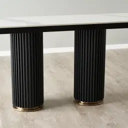 Archie Black Console Table with White Sintered Stone Top