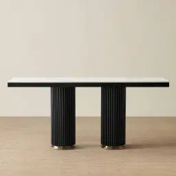 Archie Black Console Table with White Sintered Stone Top