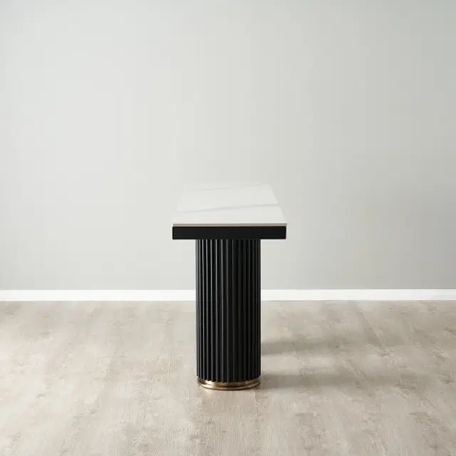 Archie Black Console Table with White Sintered Stone Top | Koala Living