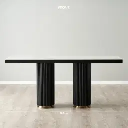 Archie Black Console Table with White Sintered Stone Top