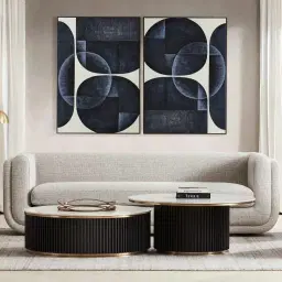 Archie Black High Coffee Table with White Sintered Stone Top - 100x45cm