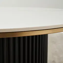 Archie Black High Coffee Table with White Sintered Stone Top - 100x45cm