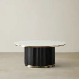 Archie Black High Coffee Table with White Sintered Stone Top - 100x45cm