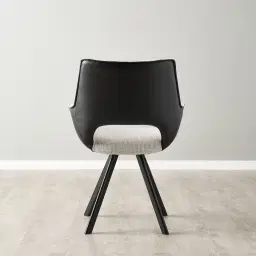Sahrah Dove Grey Fabric Dining Chair - Black Powder Coated Legs