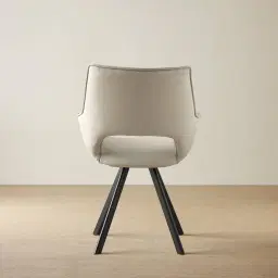Sahrah Glacier Grey Vegan Leather Dining Chair - Black Powder Coated Legs