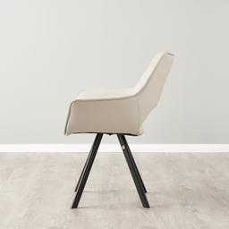Sahrah Glacier Grey Vegan Leather Dining Chair - Black Powder Coated Legs