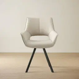 Sahrah Glacier Grey Vegan Leather Dining Chair - Black Powder Coated Legs