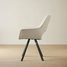Sahrah Glacier Grey Vegan Leather Dining Chair - Black Powder Coated Legs