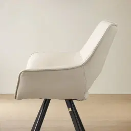 Sahrah Glacier Grey Vegan Leather Dining Chair - Black Powder Coated Legs