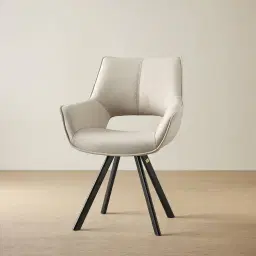 Sahrah Glacier Grey Vegan Leather Dining Chair - Black Powder Coated Legs