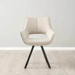Sahrah Glacier Grey Vegan Leather Dining Chair - Black Powder Coated Legs