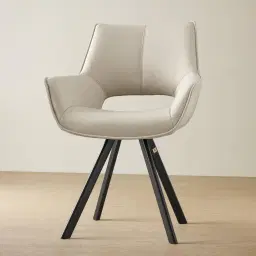 Sahrah Glacier Grey Vegan Leather Dining Chair - Black Powder Coated Legs