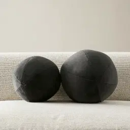 Alora Charcoal Velvet Ball Cushion 31cm