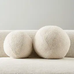 Alora Cream Turrel Fabric Ball Cushion 31cm