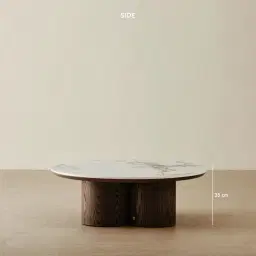 Terzetto Pandora Brown Sintered Stone Round Coffee Table Low - Dark Brown Ash Legs