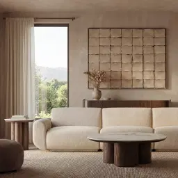 Terzetto Pandora Brown Sintered Stone Round Coffee Table Low - Dark Brown Ash Legs