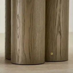Terzetto Pandora Brown Sintered Stone Curved Dining Table- Medium Brown Wooden Legs 240x120cm