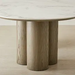 Terzetto Pandora Brown Sintered Stone Curved Dining Table- Medium Brown Wooden Legs 240x120cm