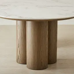 Terzetto Pandora Brown Sintered Stone Curved Dining Table- Medium Brown Wooden Legs