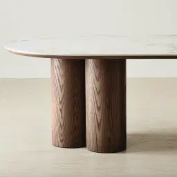 Terzetto Pandora Brown Sintered Stone Curved Dining Table - Dark Brown Ash Legs