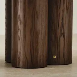 Terzetto Pandora Brown Sintered Stone Curved Dining Table - Dark Brown Ash Legs