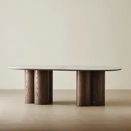 Terzetto Pandora Brown Sintered Stone Curved Dining Table - Dark Brown Ash Legs
