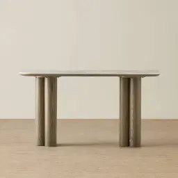 Terzetto Pandora Brown Sintered Stone Console Table - Medium Brown Wooden Legs