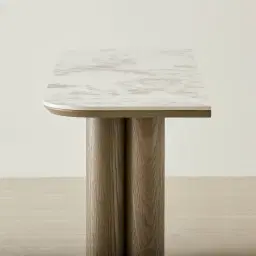 Terzetto Pandora Brown Sintered Stone Console Table - Medium Brown Wooden Legs