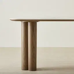 Terzetto Pandora Brown Sintered Stone Console Table - Medium Brown Wooden Legs