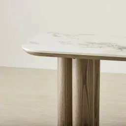 Terzetto Pandora Brown Sintered Stone Console Table - Medium Brown Wooden Legs