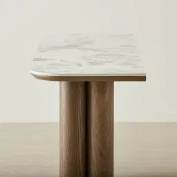 Terzetto Pandora Brown Sintered Stone Console Table - Medium Brown Wooden Legs