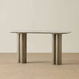 Terzetto Pandora Brown Sintered Stone Console Table - Medium Brown Wooden Legs