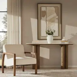 Terzetto Pandora Brown Sintered Stone Console Table - Medium Brown Wooden Legs