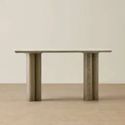 Terzetto Pandora Brown Sintered Stone Console Table - Medium Brown Wooden Legs