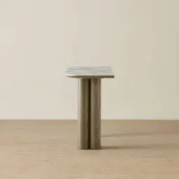 Terzetto Pandora Brown Sintered Stone Console Table - Medium Brown Wooden Legs