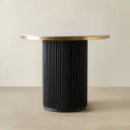 Archie Black Bar Table with White Sintered Stone Top