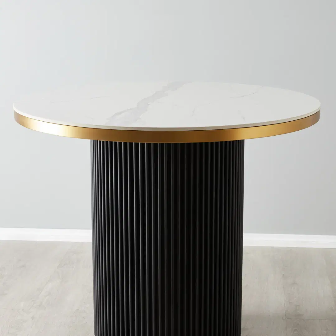 Archie Black Bar Table with White Sintered Stone Top | Koala Living