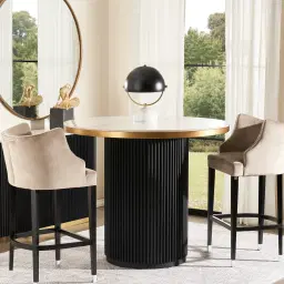 Archie Black Bar Table with White Sintered Stone Top