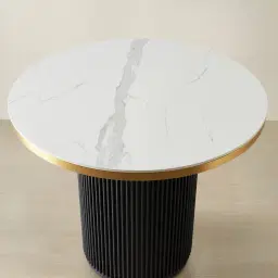 Archie Black Bar Table with White Sintered Stone Top