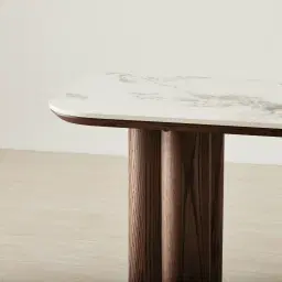 Terzetto Pandora Brown Sintered Stone Console Table - Dark Brown Ash Legs