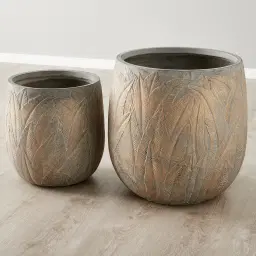 Aavah Brass Washed Fibre Clay Planter - Set of 2