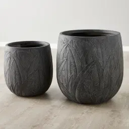Aavah Black Wash Fibre Clay Planter - Set of 2