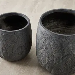 Aavah Black Wash Fibre Clay Planter - Set of 2