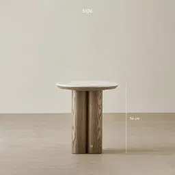 Terzetto Pandora Brown Sintered Stone Round Side Table - Medium Brown Wooden Legs