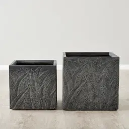 Delilah Black Wash Fibre Clay Planter - Set of 2