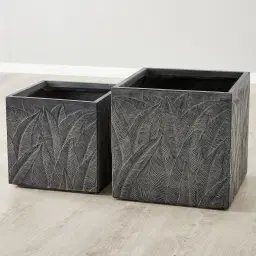 Delilah Black Wash Fibre Clay Planter - Set of 2