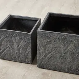 Delilah Black Wash Fibre Clay Planter - Set of 2